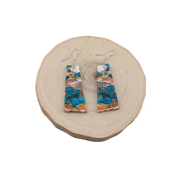 Handmade Earrings Natural Stone Mohave Slab Native American Jewelry NA Peete**